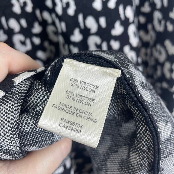 Rebecca Taylor A-Line Fit and Flare animal print black and white size large midi - Picture 5 of 12